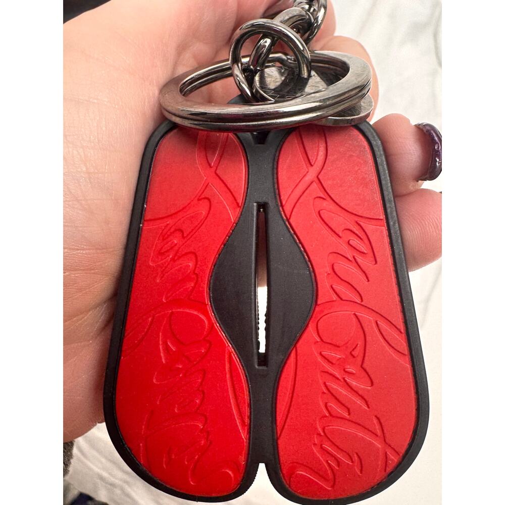 Christian Louboutin Black & Red Loubipool Key Chain Key Ring Bag Charm